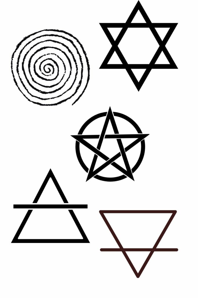 Tattoo ideas Witchcraft Pagan - Spirals, Pentagram, Hexagram